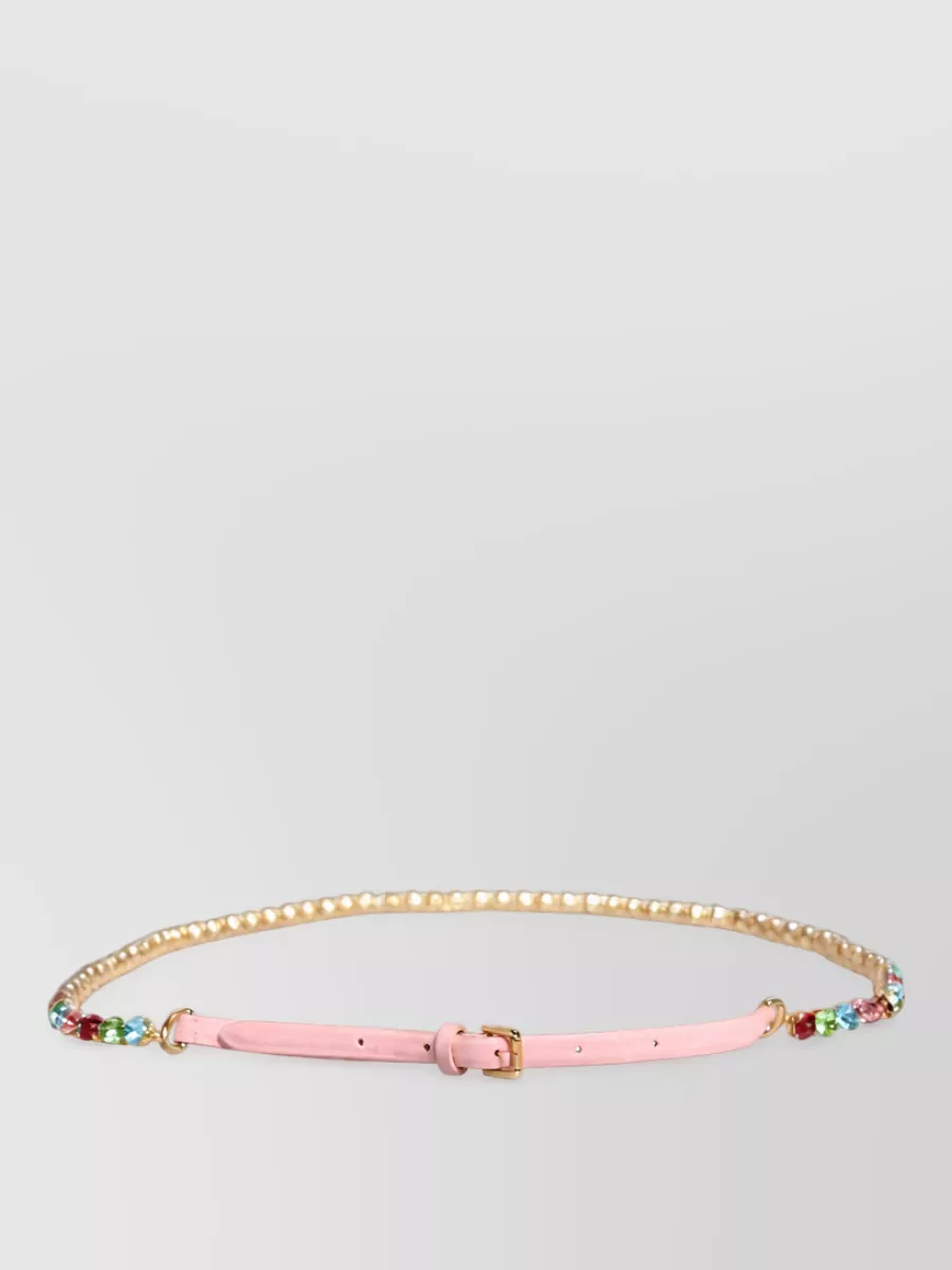 Dolce&Gabbana leather crystal-embellished belt