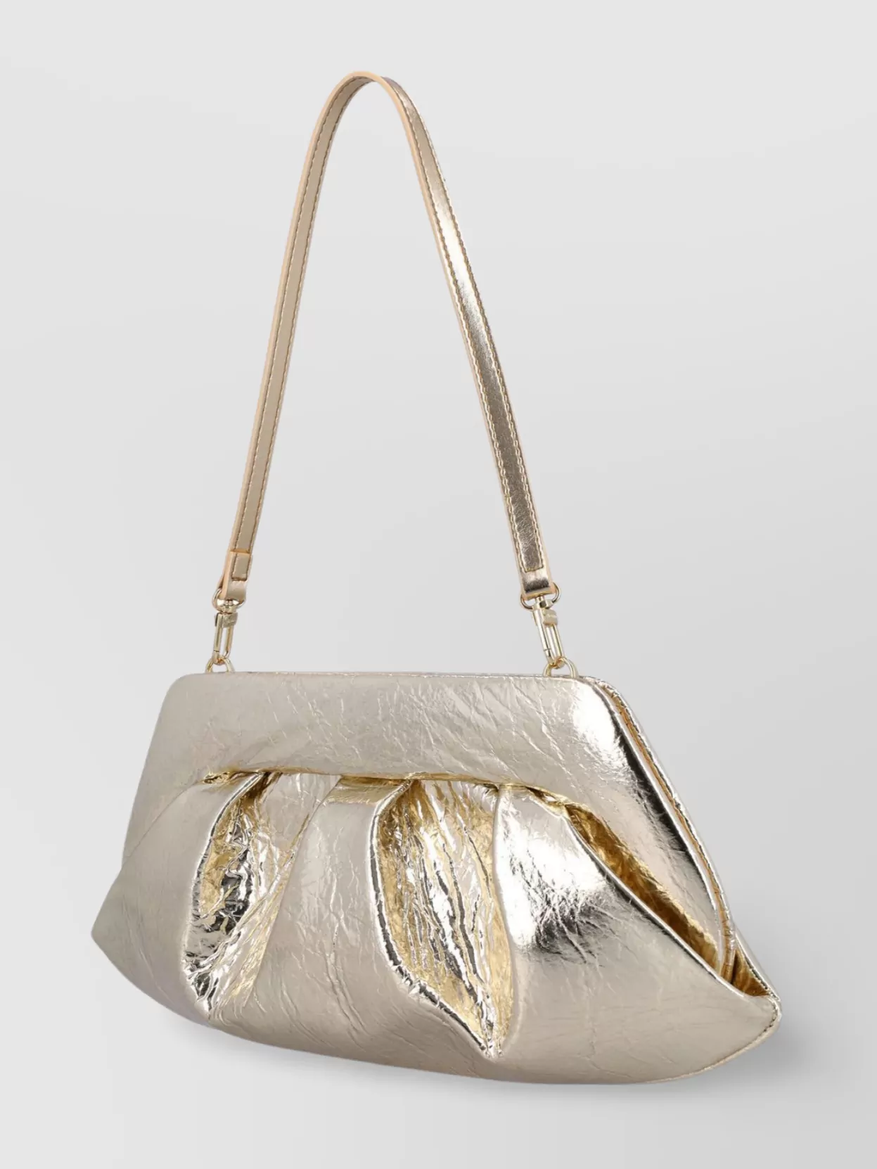 Themoirè Structured Pleated Clutch Shoulder Strap