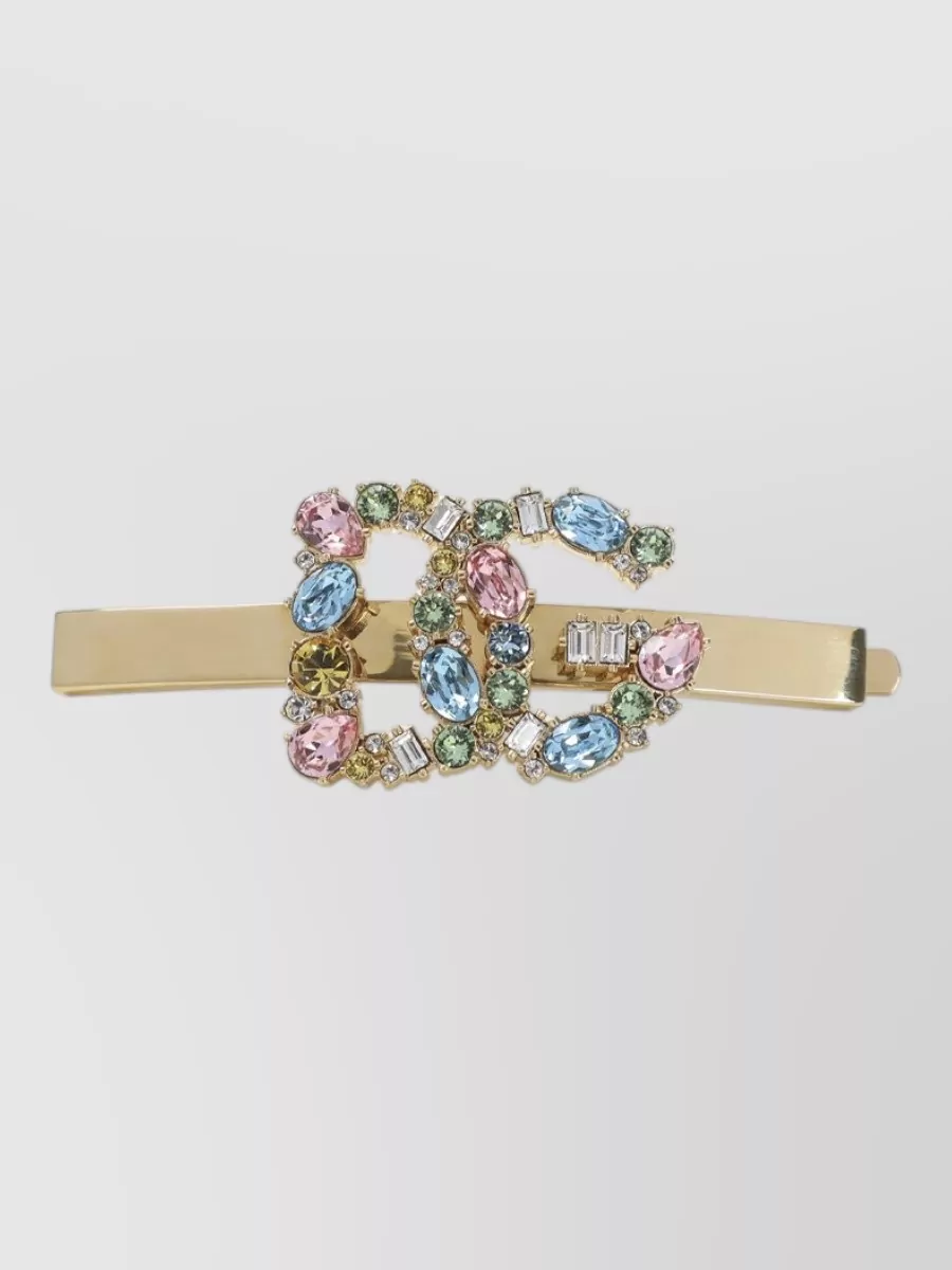 Dolce&Gabbana crystal-embellished logo brooch