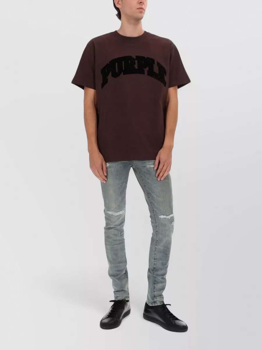 Purple Brand Flocked Logo Heavyweight Cotton Graphic T-shirt In Brown