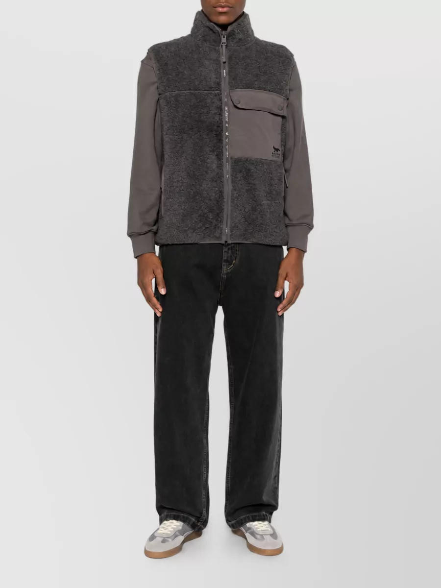 Maison Kitsuné fleece sleeveless zip vest