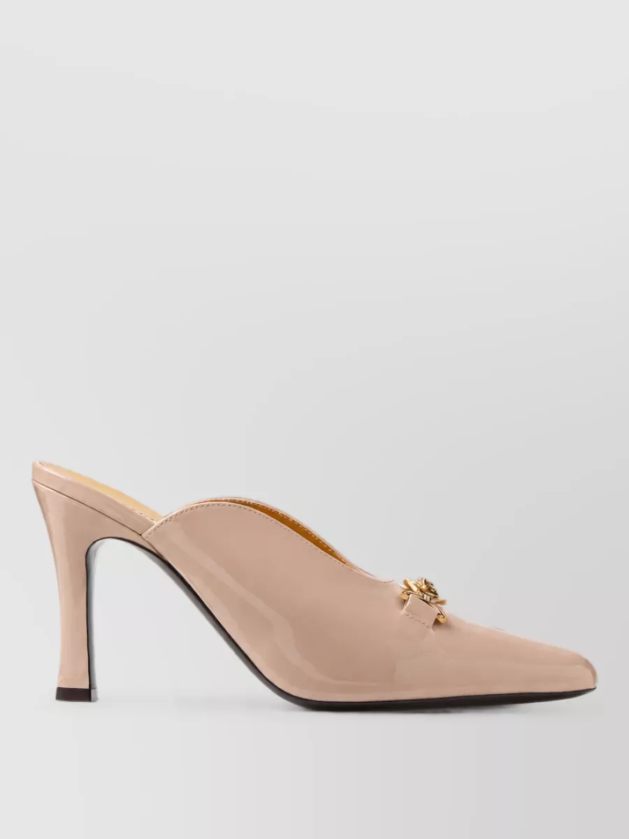Versace Leather Mules In Neutral