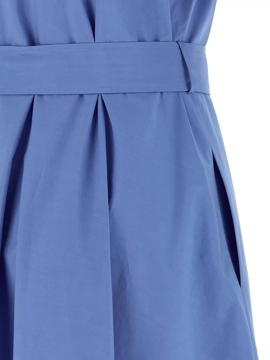 P.a.r.o.s.h. Cotton Pleated Belted Midi Dress