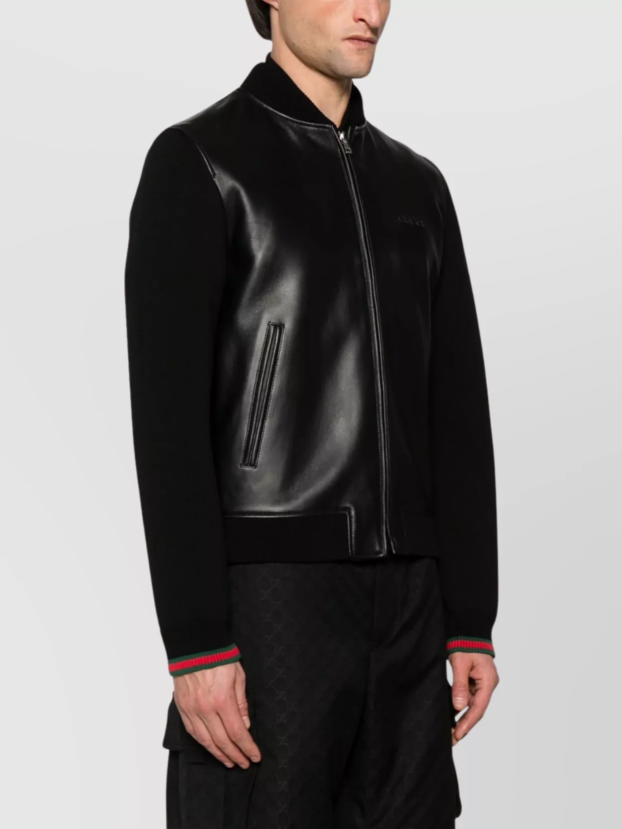 Gucci Leather And Knit Bomber Jacket