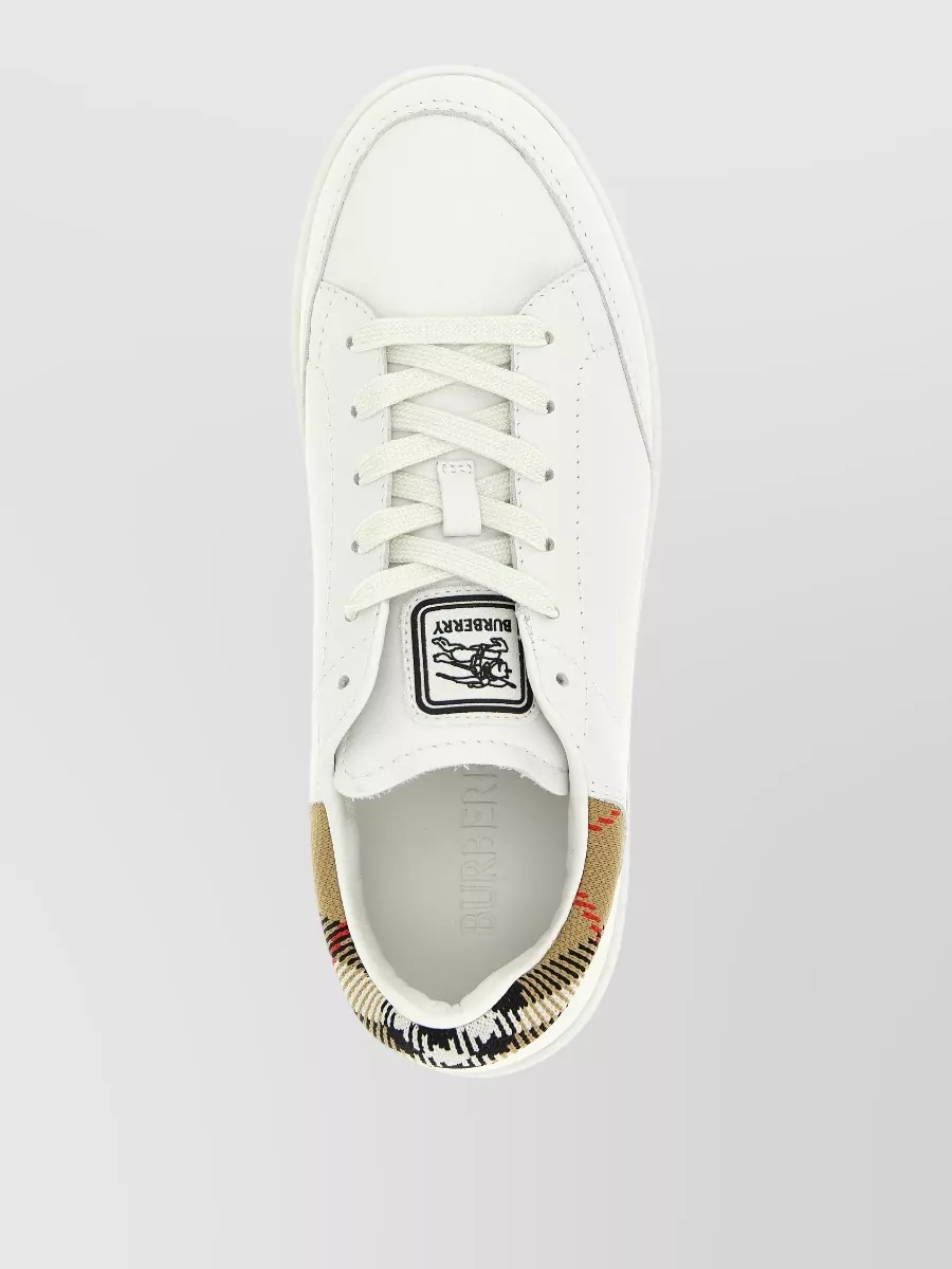 Burberry Leather Sneakers Patterned Heel Rubber Sole