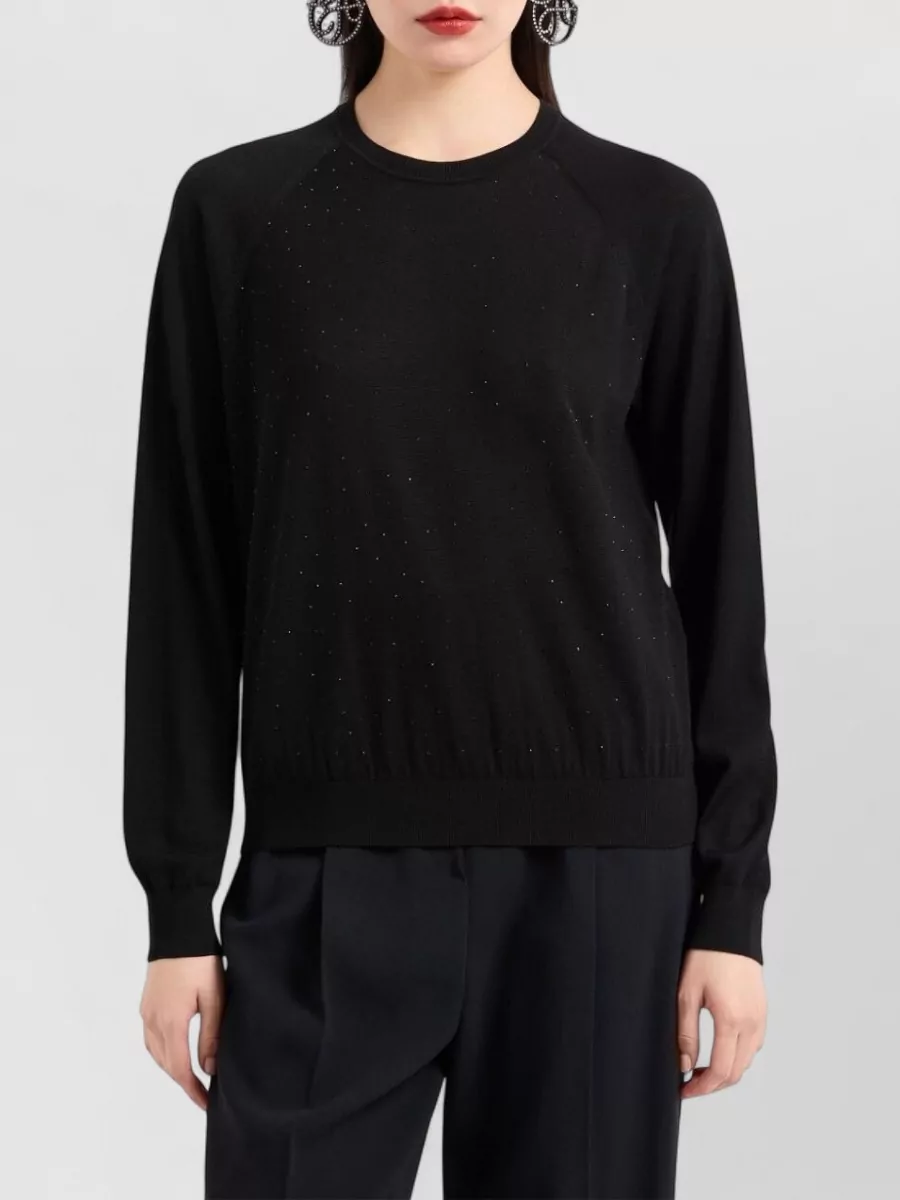 Emporio Armani Fine-Knit Virgin Wool Embroidered Logo Sweater