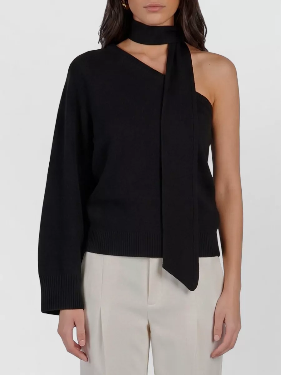 Federica Tosi cashmere one-shoulder ribbed long-sleeve sweater