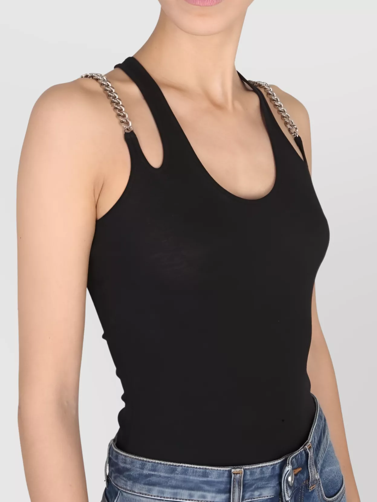Stella Mccartney Racerback Chain Strap Scoop Neck Top