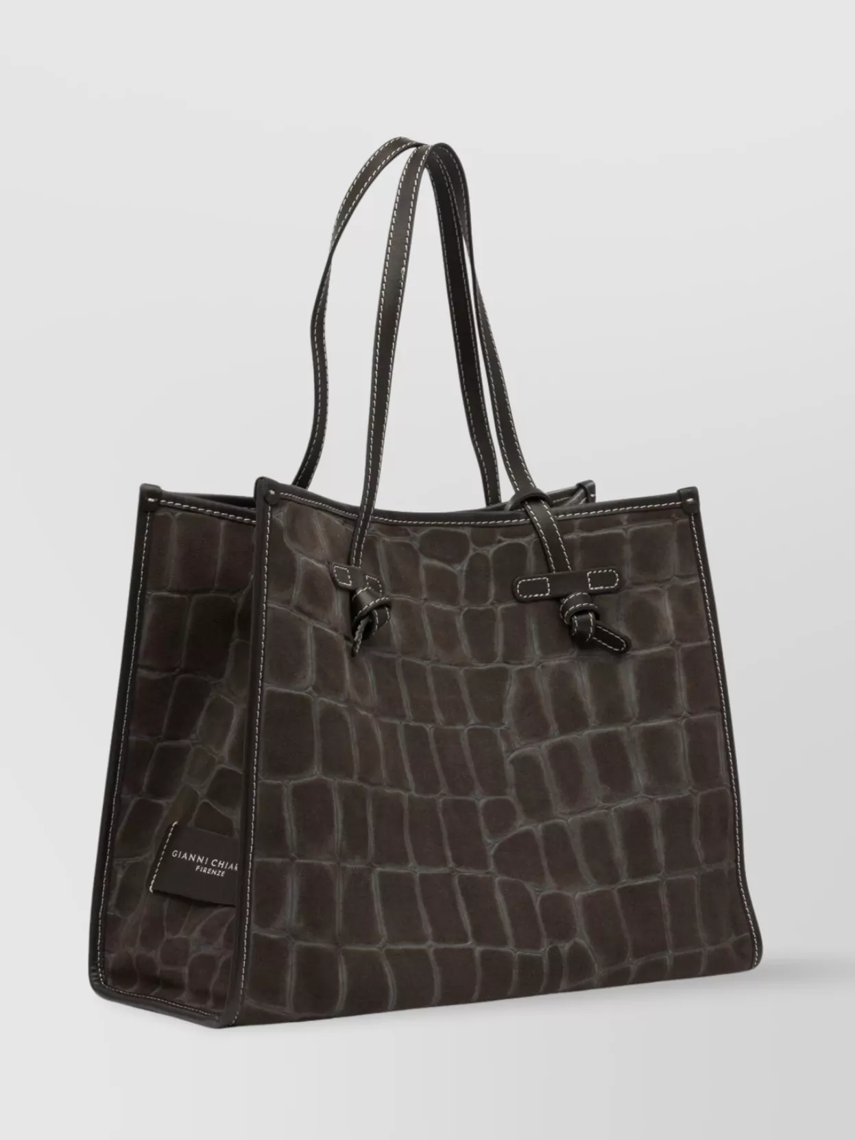 Gianni Chiarini Stitching Crocodile Pattern Dual Handles
