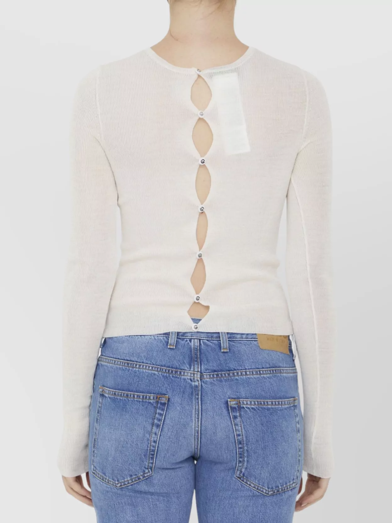 Gucci Wool Jumper Ultra-Fine Ribbed Crewneck Button