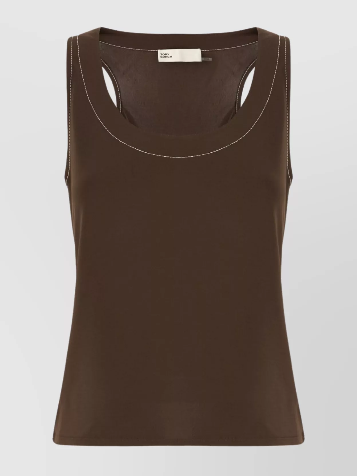 Tory Burch Stitched contrast scoop neck sleeveless top