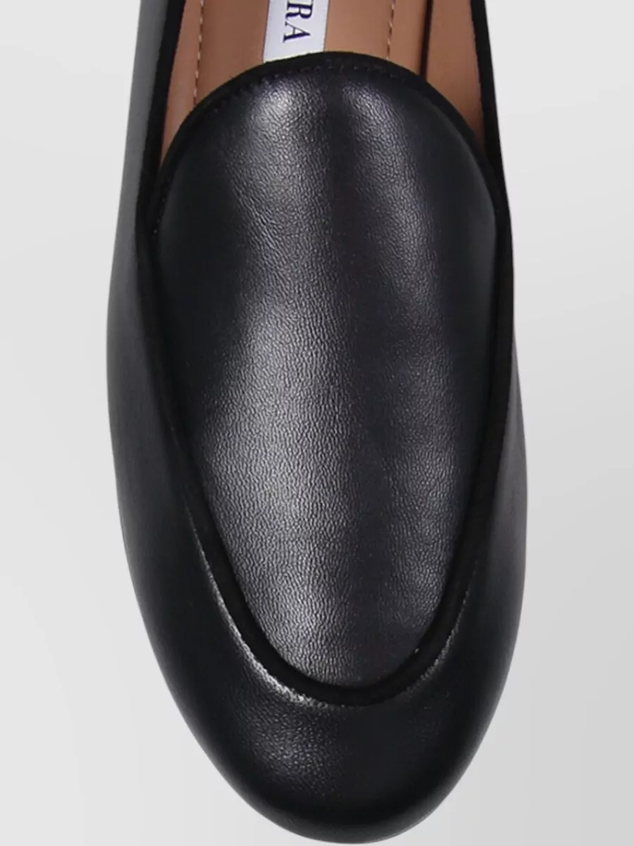 Aquazzura Round Toe Leather Loafer Slip On