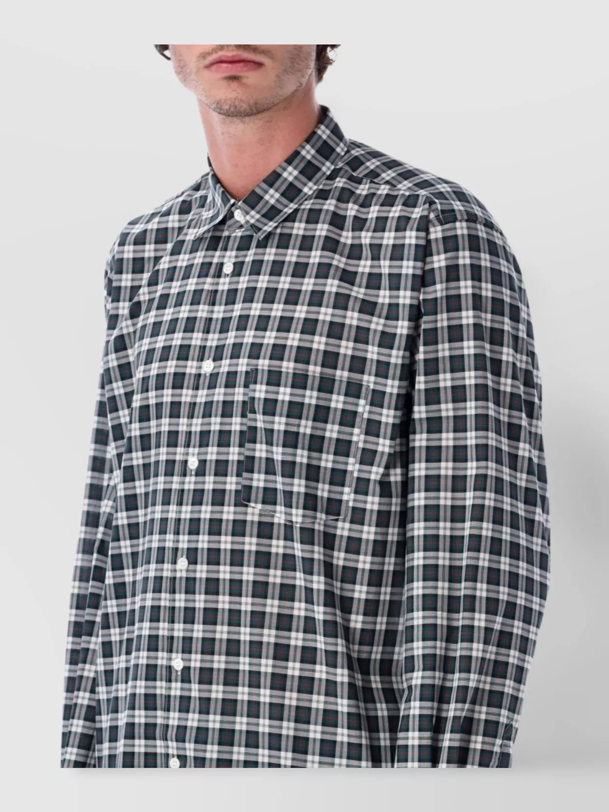 Comme Des Garçons Checked Long Sleeve Shirt With Chest Pocket