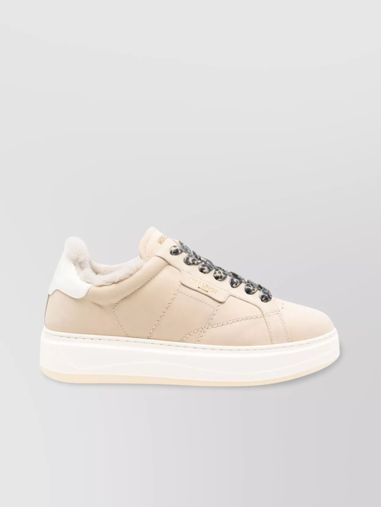 Woolrich Leather Platform Sneakers With Contrast Panel