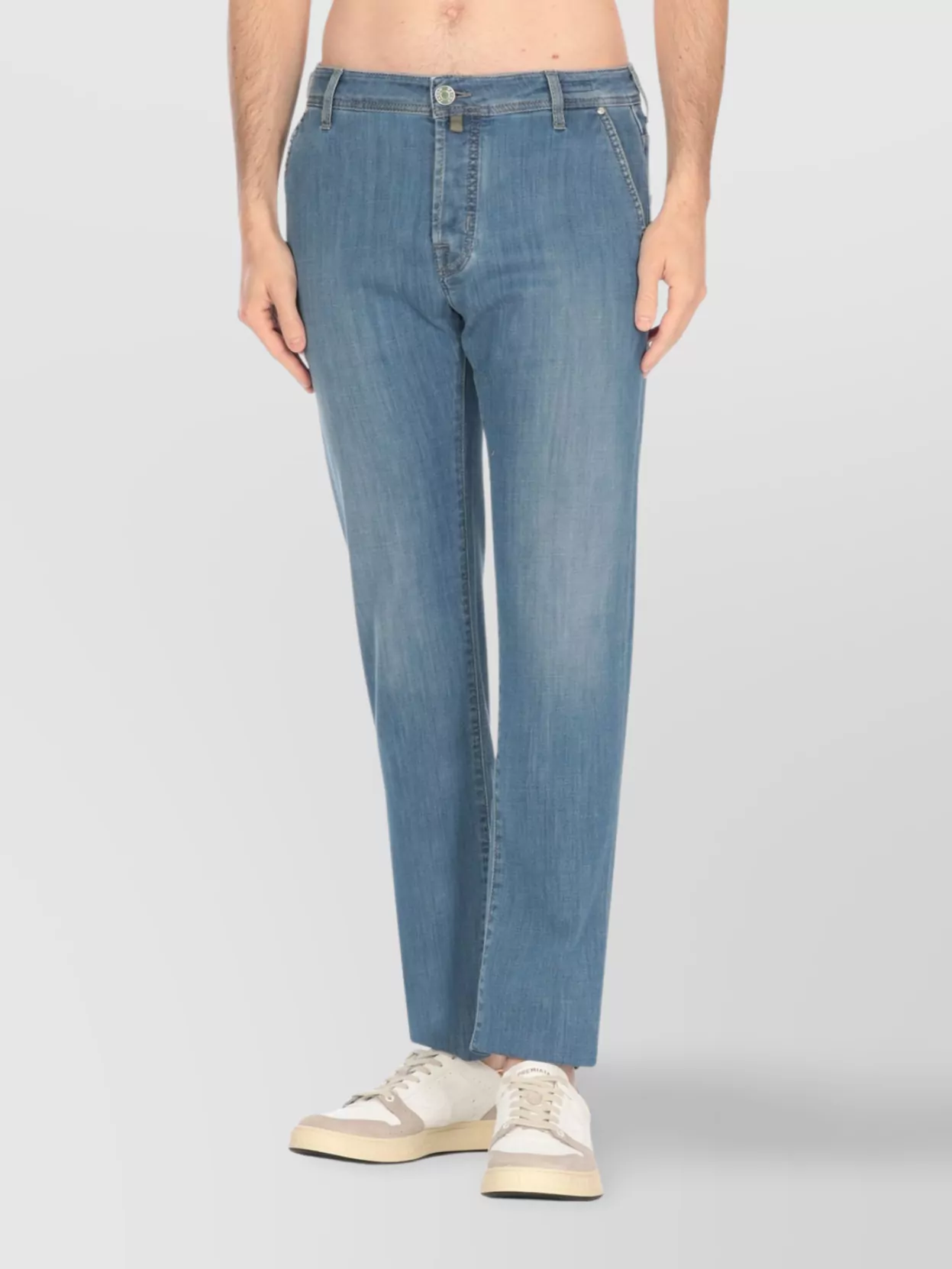 Jacob Cohen Straight Cotton Jeans Rivet Detailing In Blue
