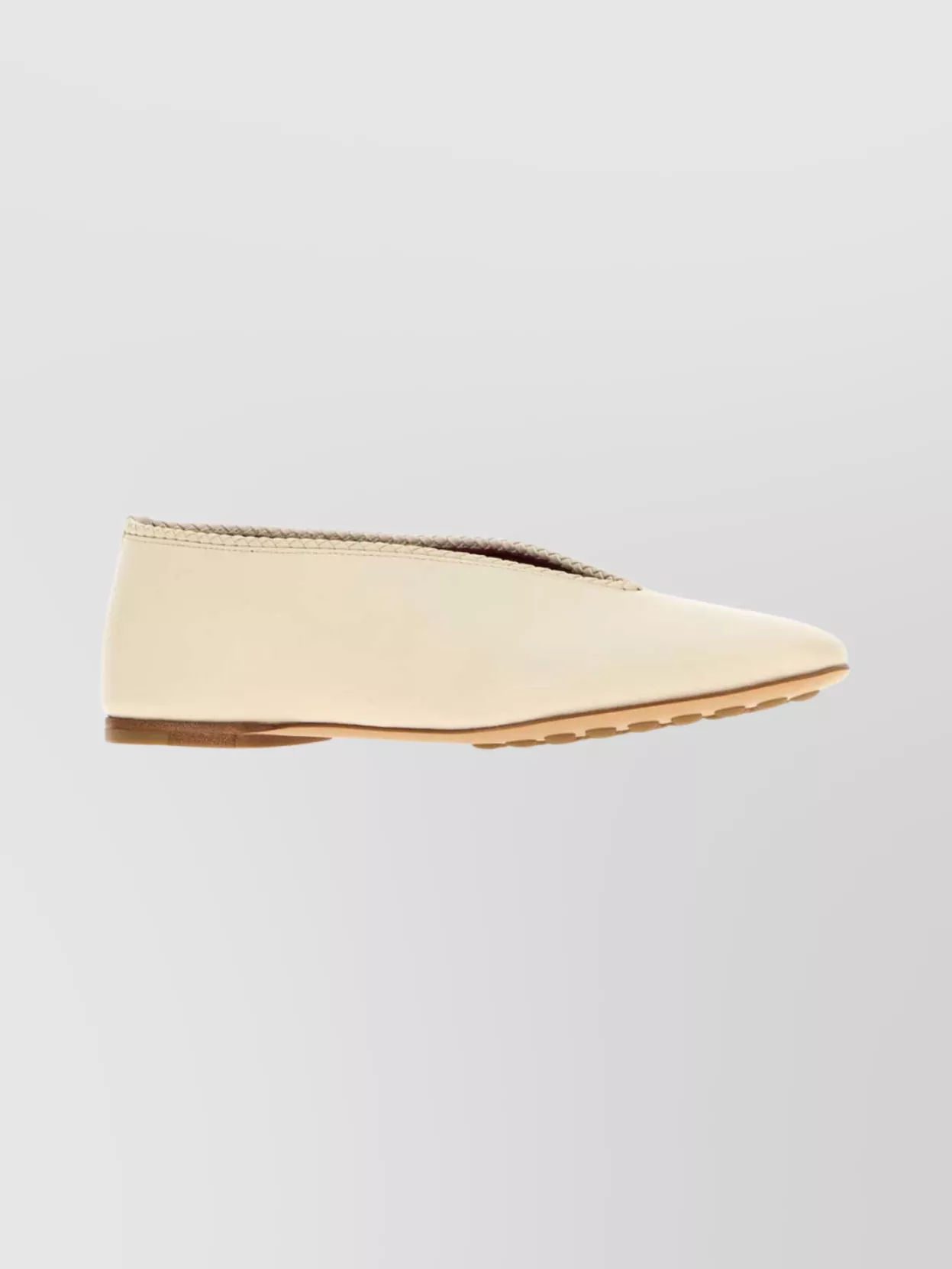 Bottega Veneta Almond Toe Flat Sole Ballerina Shoes In Neutral