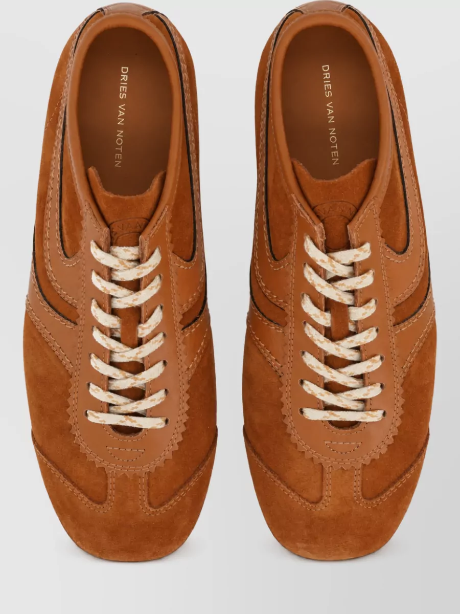 Dries Van Noten Suede Lace Up Sneakers Lightweight Rubber Sole
