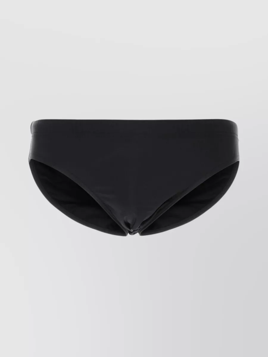 Shop Moschino Elastic Waistband Nylon Swim Brief In Black
