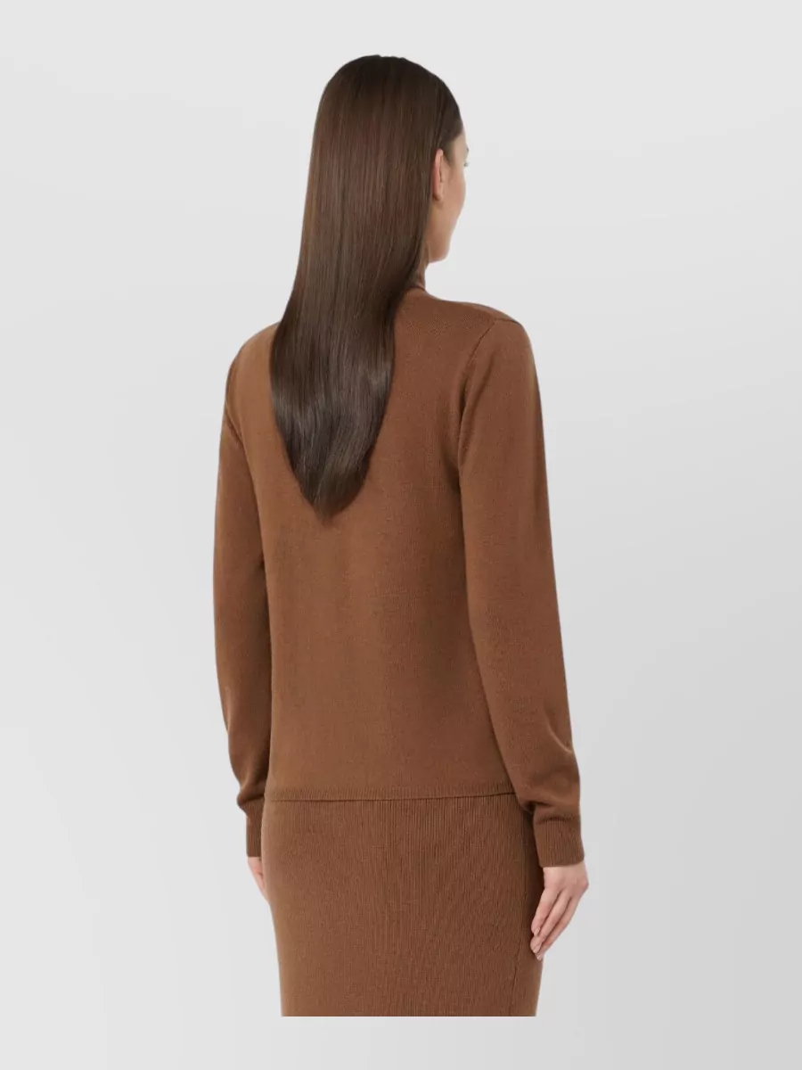 S Max Mara Wool Cashmere Ribbed Turtleneck Sweater
