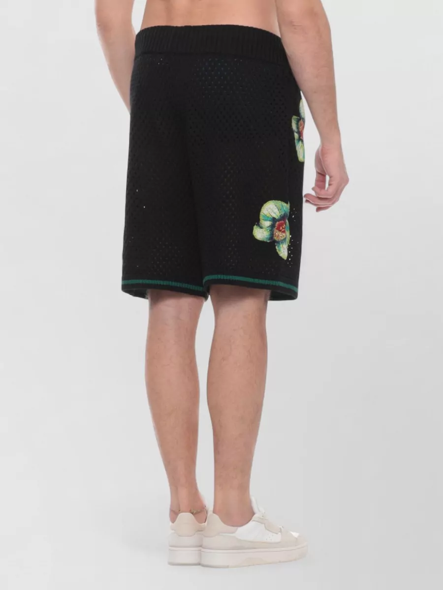 Casablanca Cotton Perforated Embroidered Bermuda Shorts