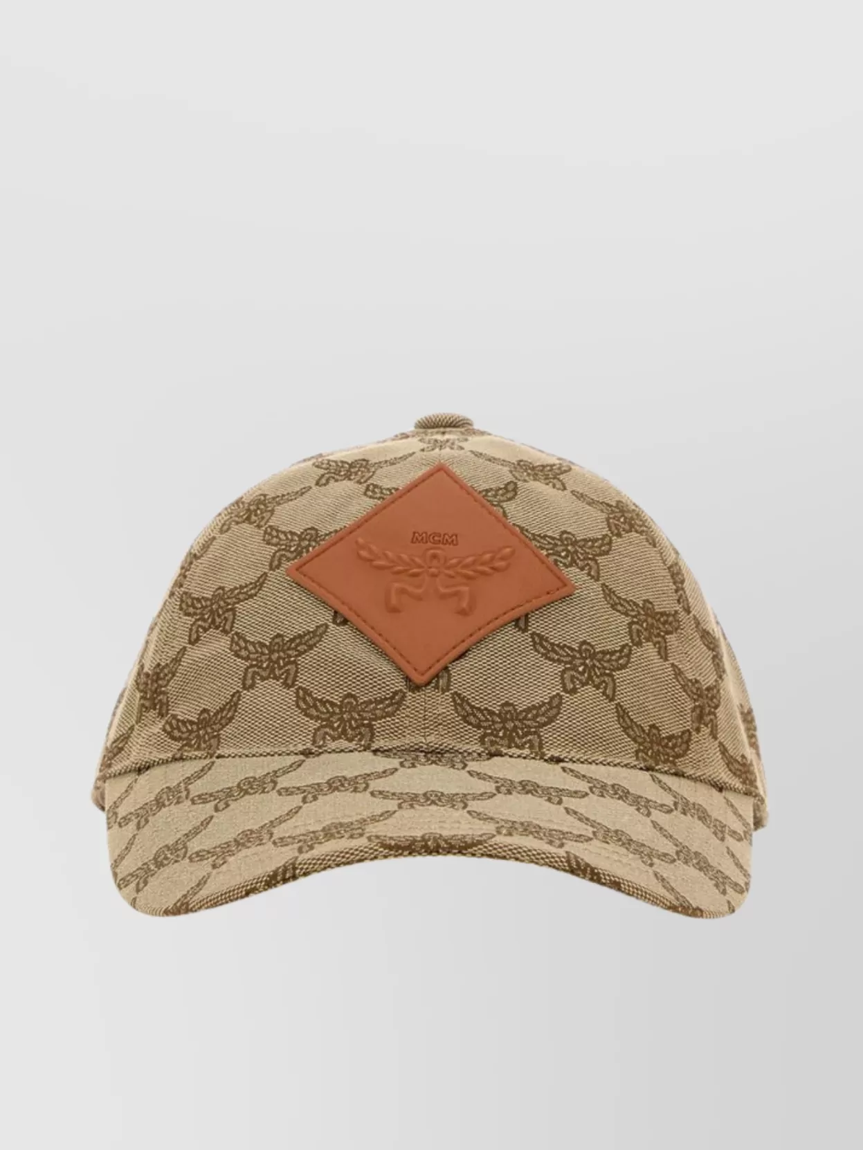 Mcm Brim Curved Monogram Pattern Hat In Brown