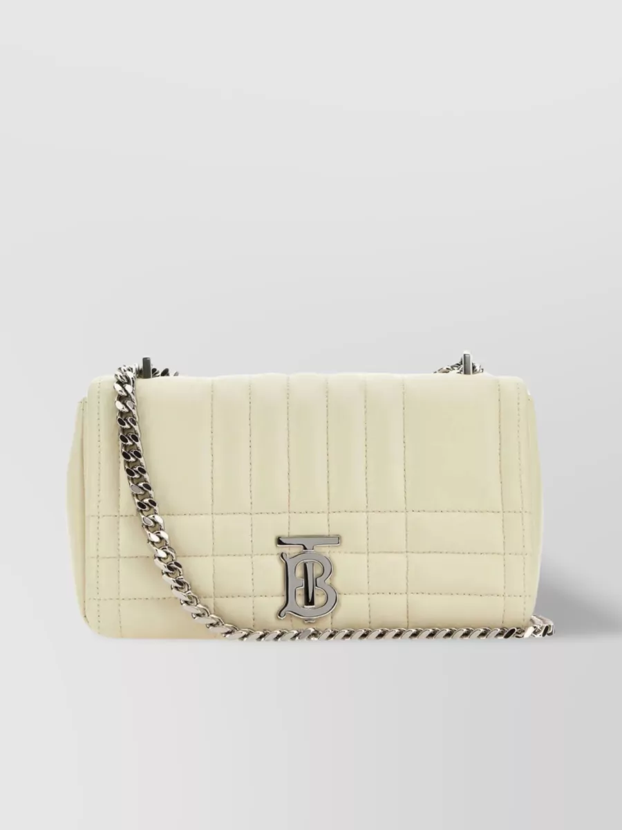 Shop Burberry Compact Lola Crossbody In Quilted Leather In Cream