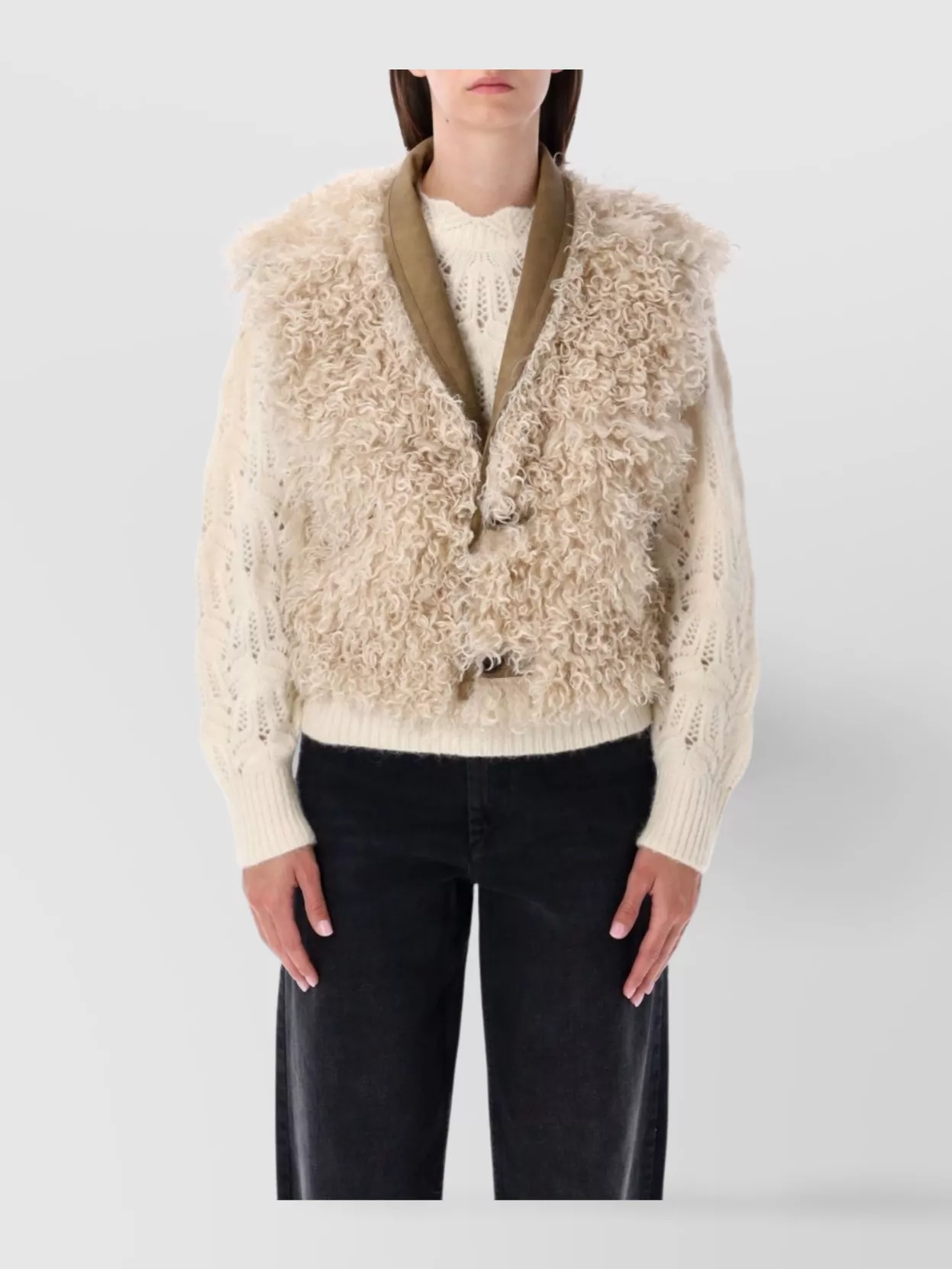 Isabel Marant Étoile Luxe Shearling Sleeveless Vest In Neutral
