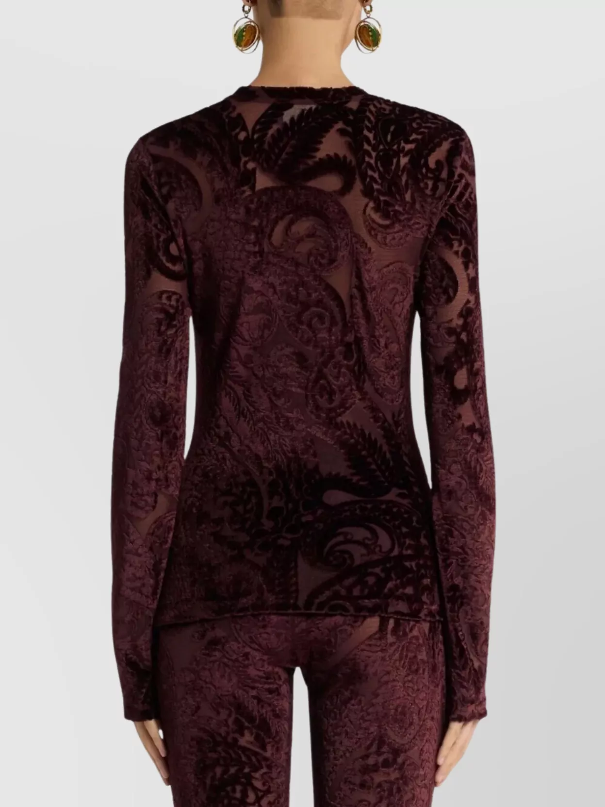 Etro Crew Neck Velvet Top With Paisley Pattern