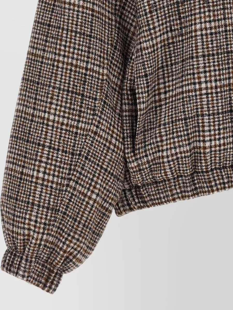Brunello Cucinelli Alpaca Wool Sequin Check Oversized Bomber Jacket