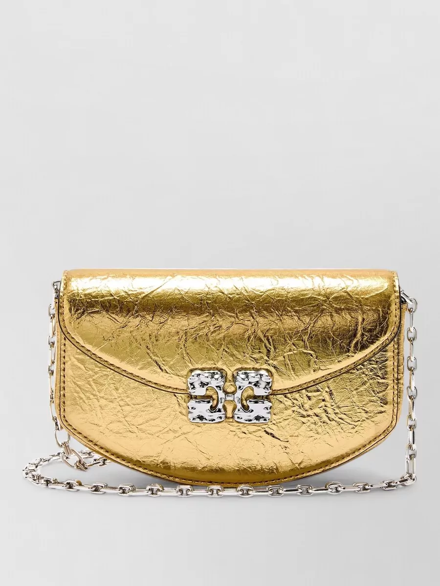 Ganni Na Na Crushed Metallic Cross-Body Bag