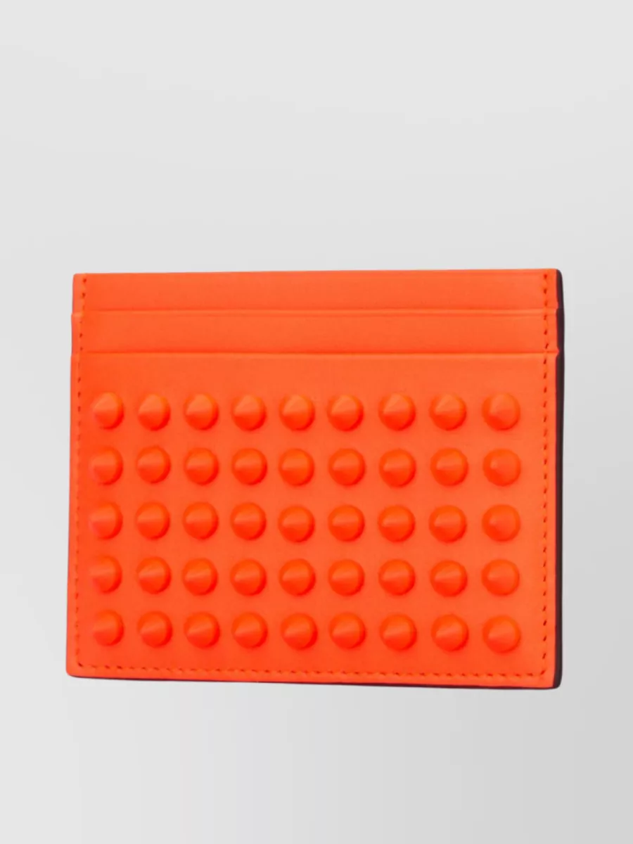 Shop Christian Louboutin Textured Slim Profile Wallet In Orange