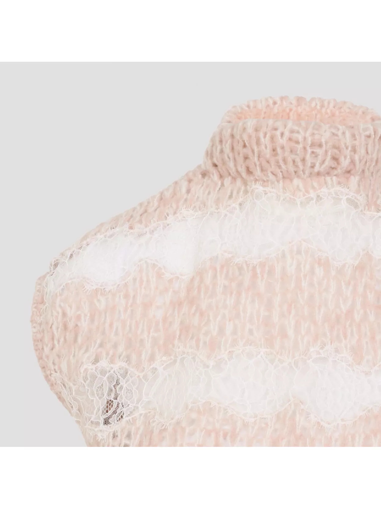 Giambattista Valli High Neck Sleeveless Knit Top With Lace In White
