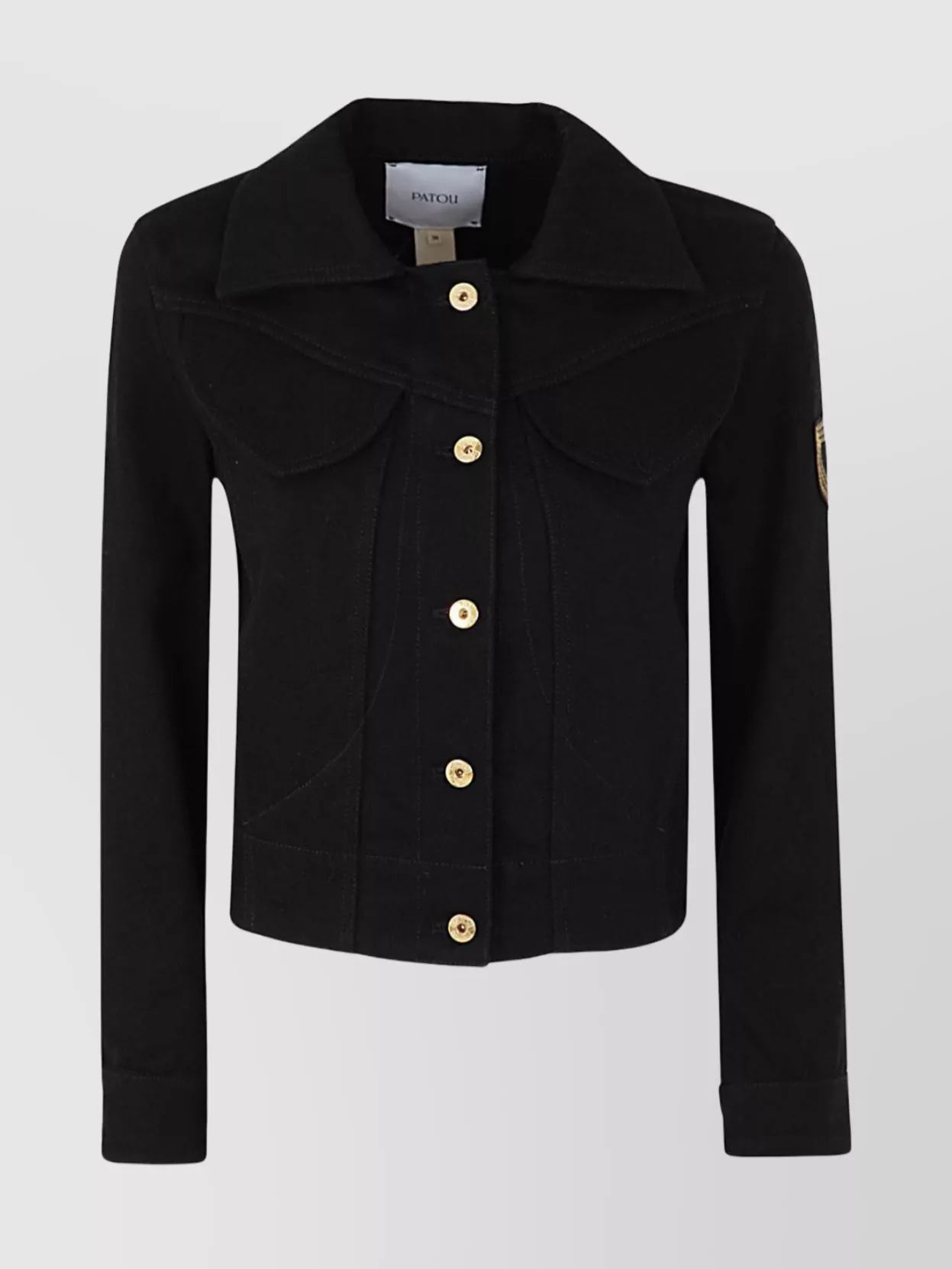 Patou Structured Denim Jacket Patch Detail In Black