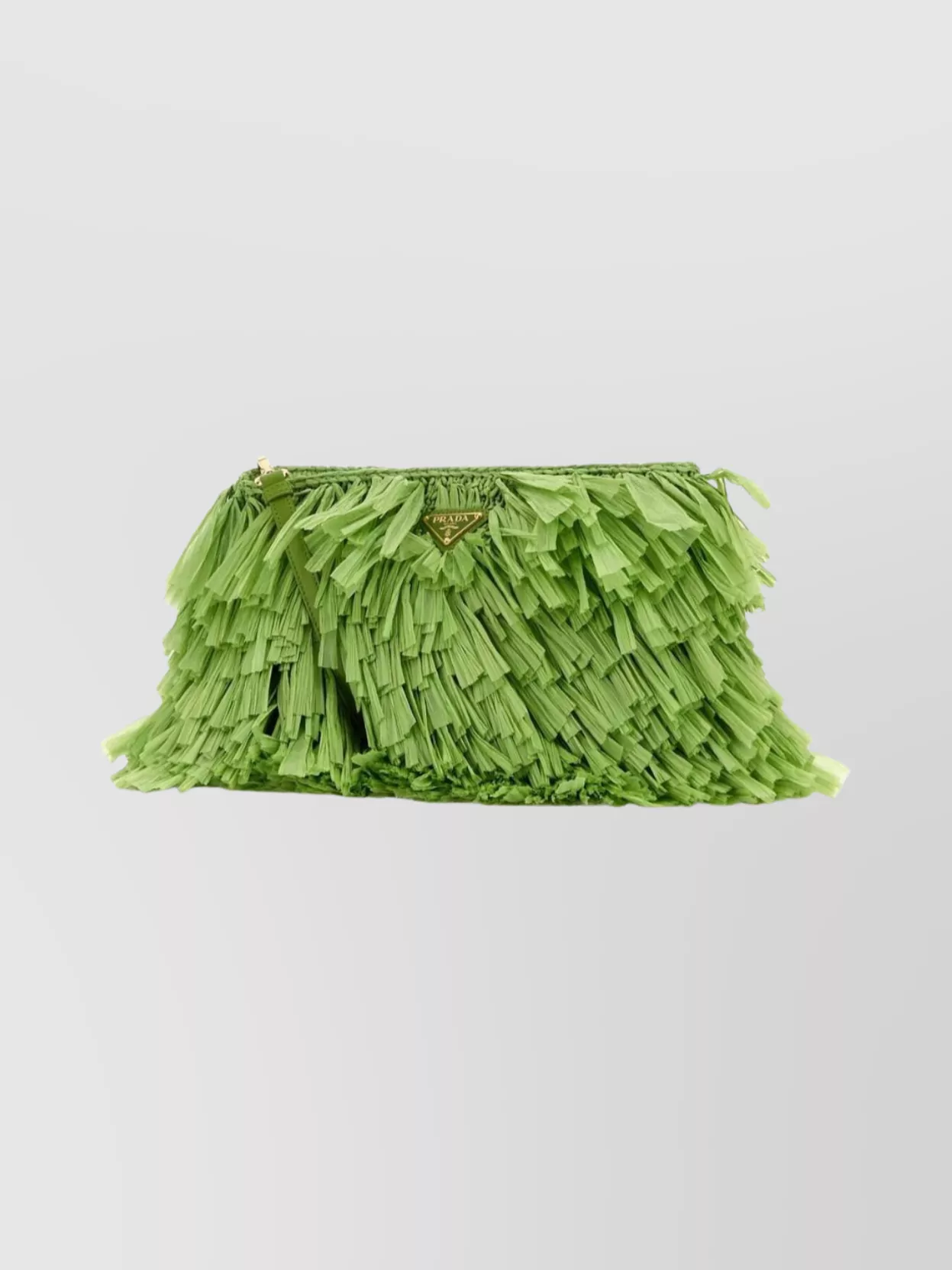 Prada Crochet Clutch Bag Fringe Detailing In Green