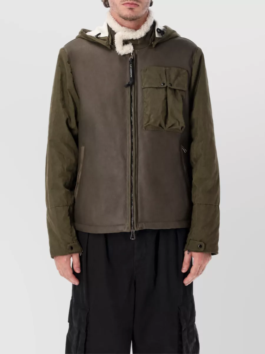 C.P. Company leather shearling padded coat