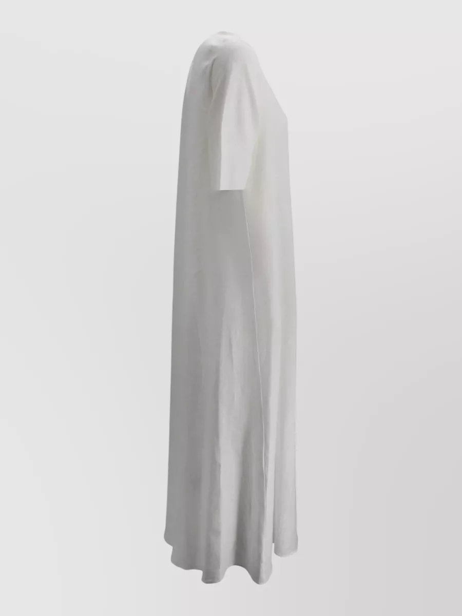 Whyci Linen V-Neck Short-Sleeve Maxi Dress