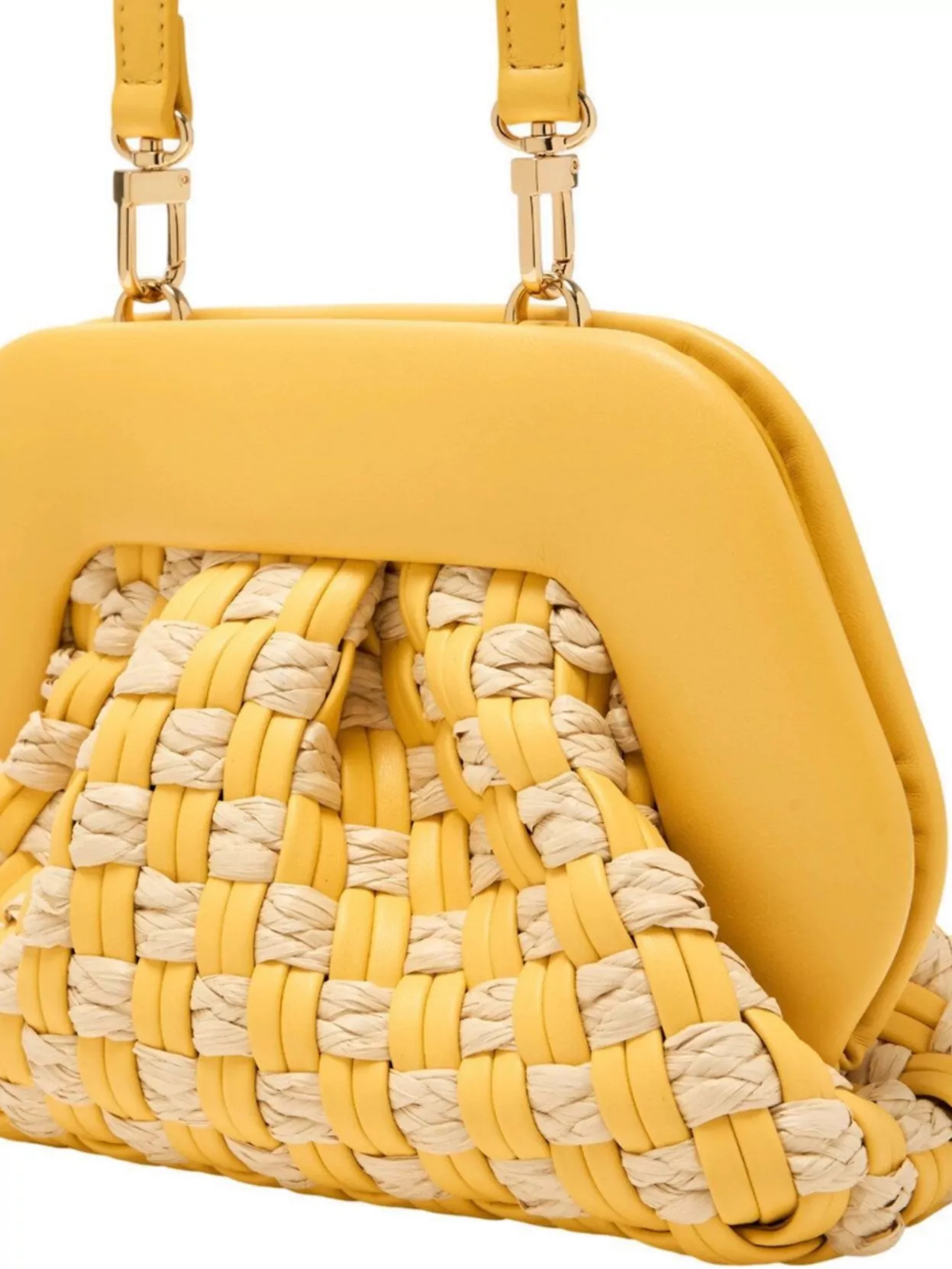 Themoirè Woven Straw Micro Clutch Bag