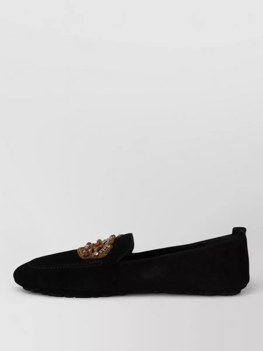 Dolce&Gabbana Leather Embellished Loafer Slippers