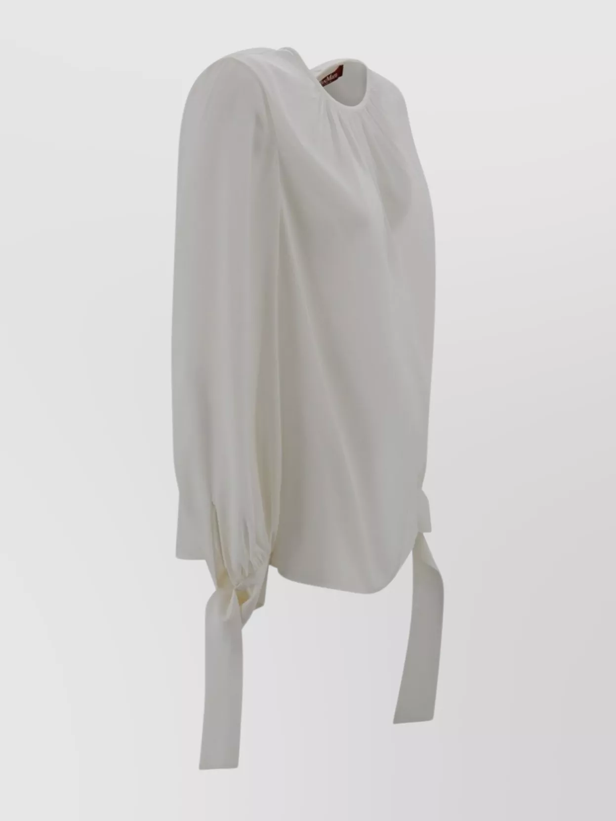 S Max Mara Back Keyhole Pleated Neckline Tie Detail Top