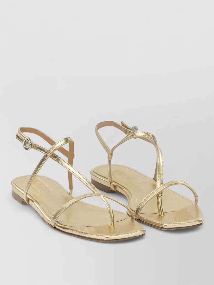 Aeyde laminated nappa leather flat slides