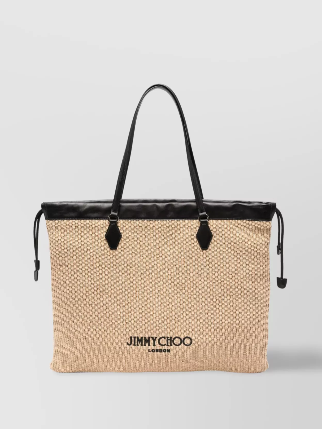 Jimmy Choo Raffia Tote Bag Side Drawstrings