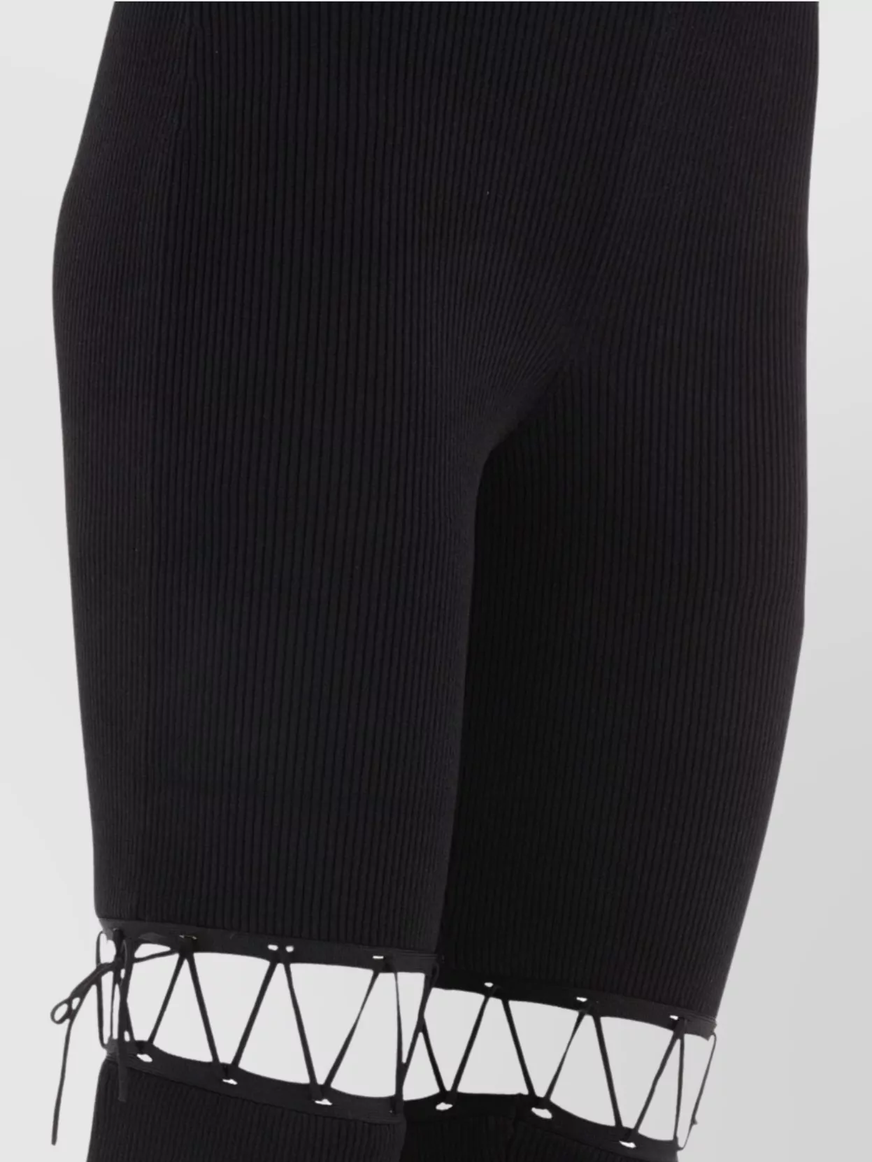 Nensi Dojaka Ribbed Waistband Flared Pant With Cut-out Lacing