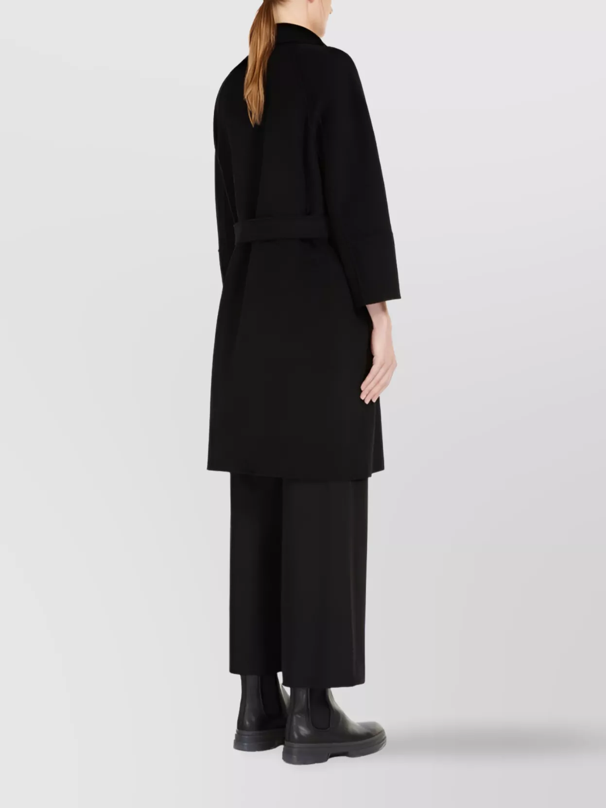 S Max Mara Coat With Belted Waist And Lapels In Black