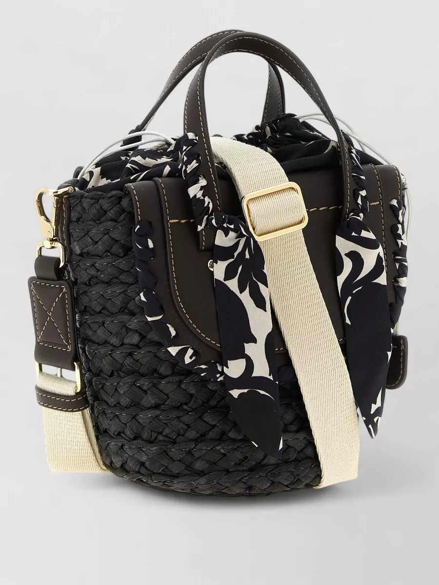 Cuba Lab Silk Leather Linen Bucket Bag