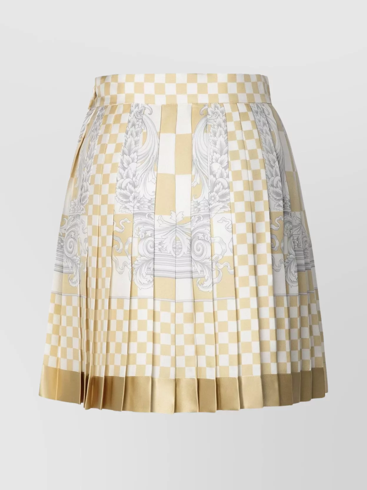 Shop Versace Silk Skirt A-line Checkered Pleated