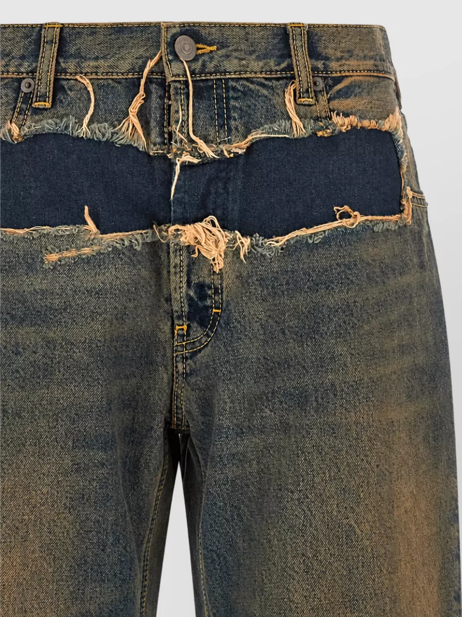 Maison Margiela High-Rise Straight-Leg Distressed Denim Jeans