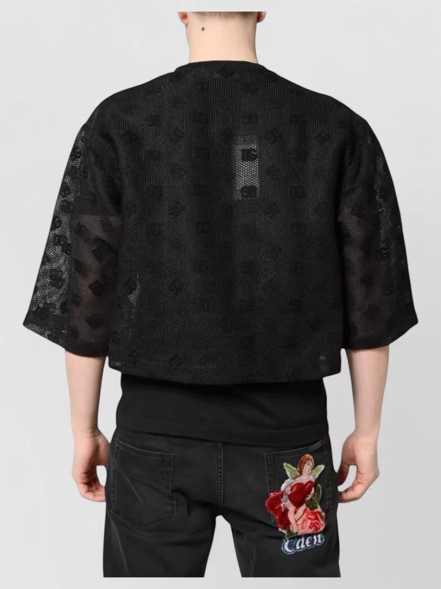 Dolce&Gabbana Logo-Print Mesh Short-Sleeve T-Shirt
