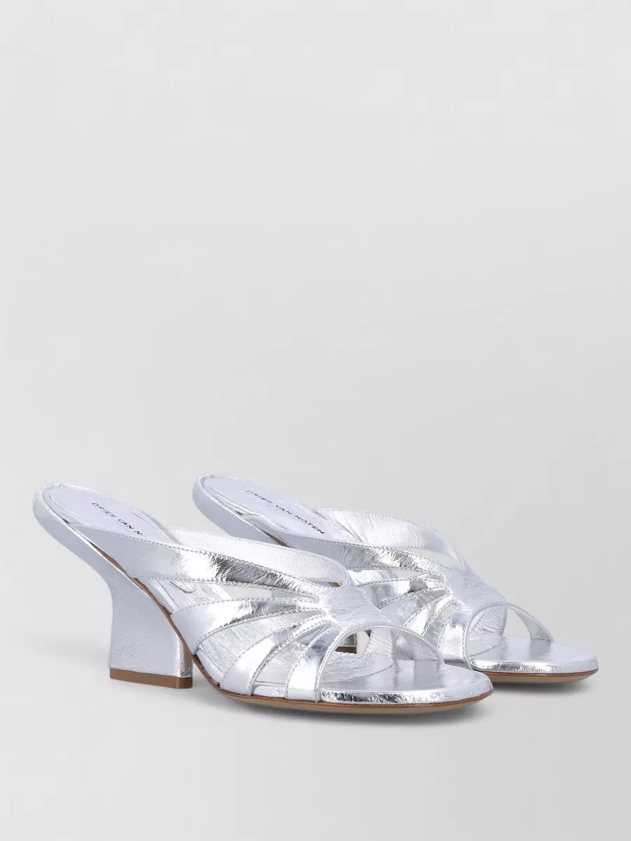 Dries Van Noten leather metallic mules