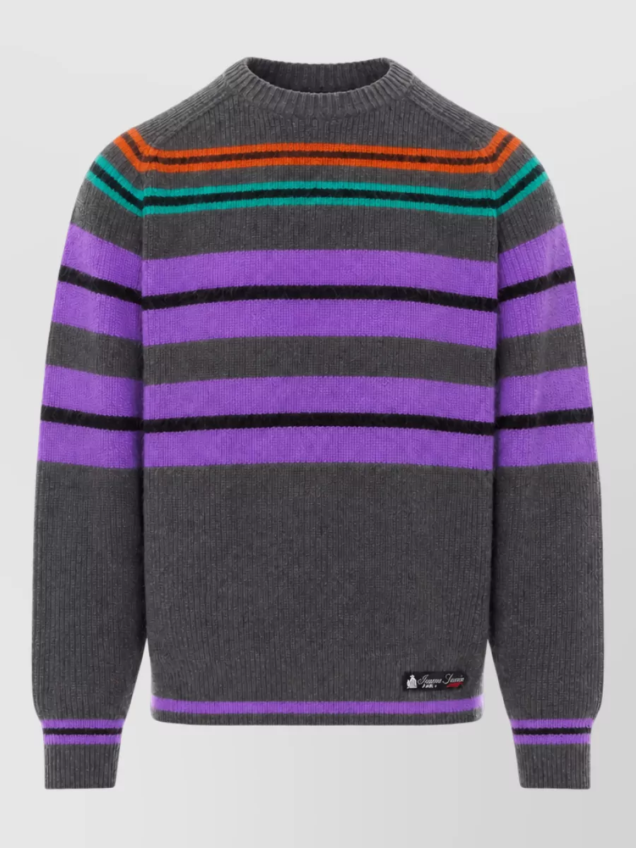 Lanvin Striped wool mohair cashmere crewneck sweater