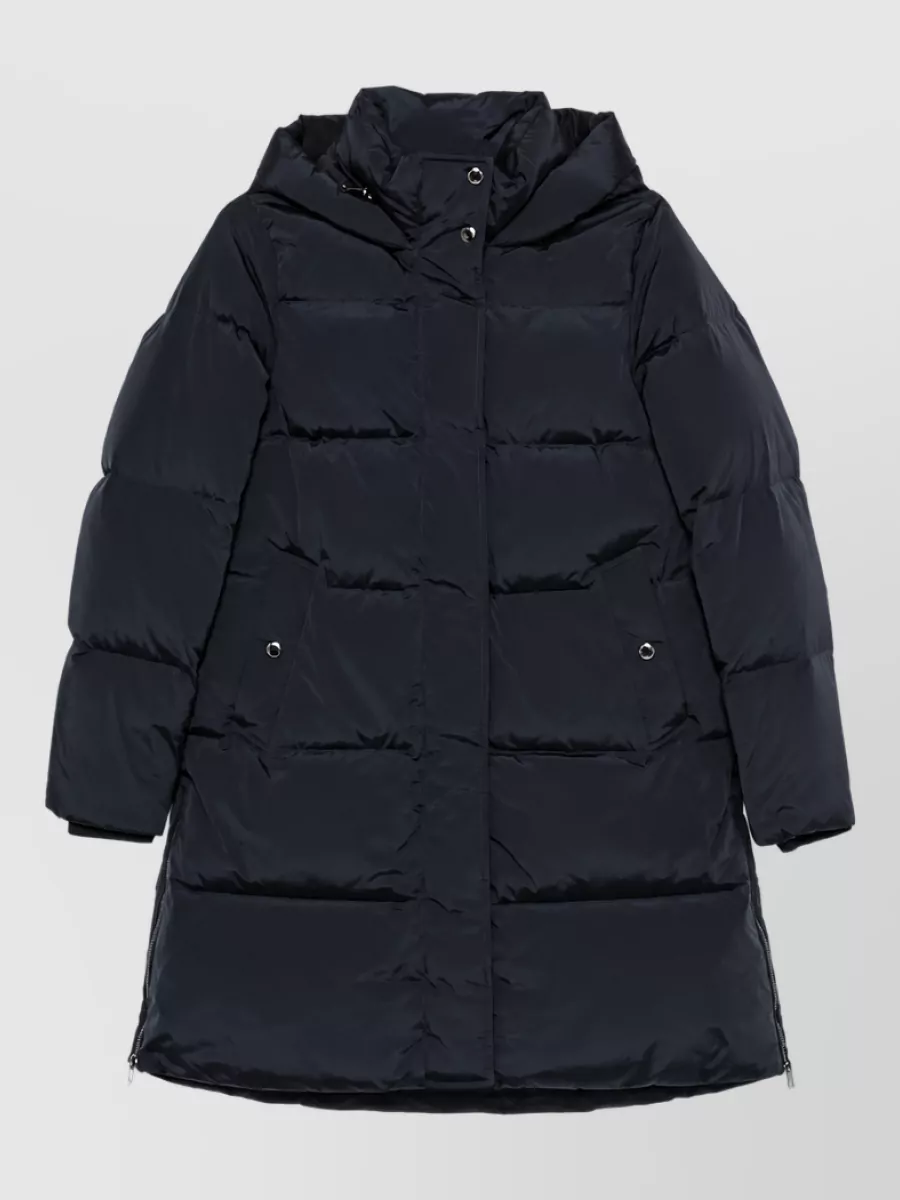 Woolrich quilted long down hooded coat